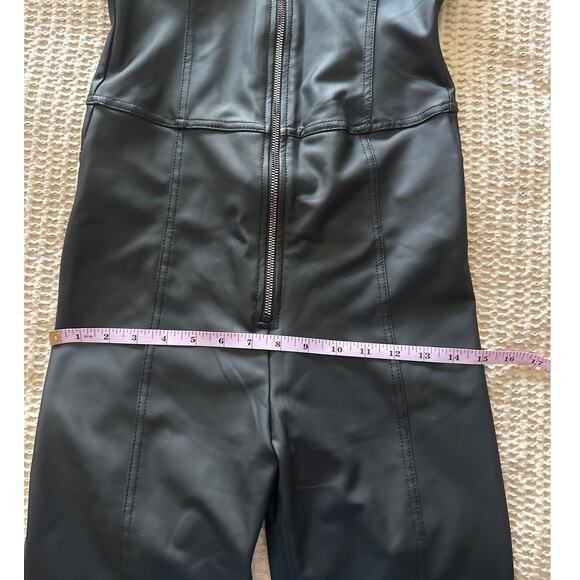 Freddy WRUP Faux Leather Jumpsuit‎ High Waisted Flare Black Small - Picture 6 of 10